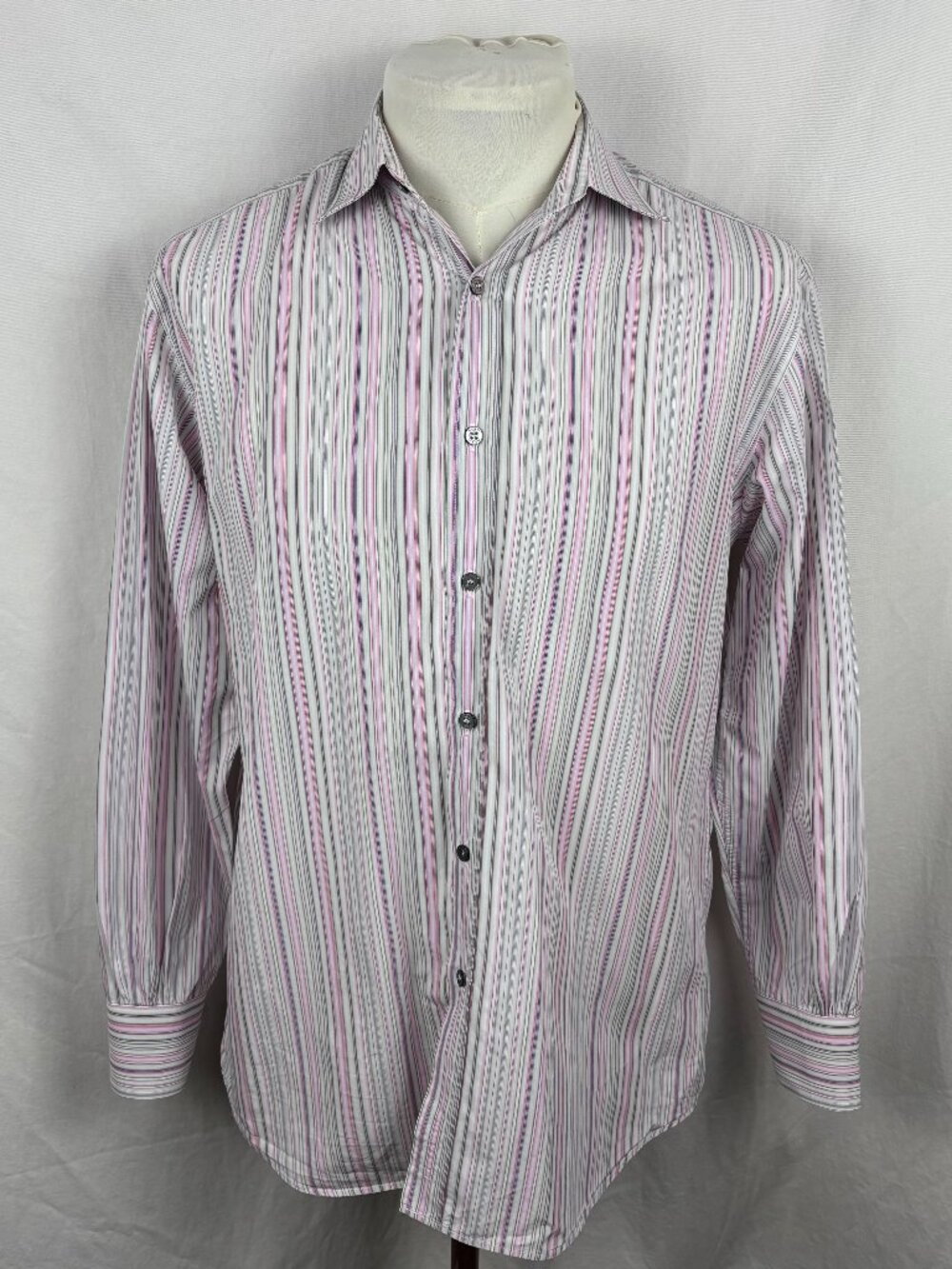 Paul Smith London Make Love Not War Stripe Dress Shirt Italy Cotton 16 41